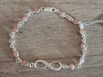 Armschmuck unendliche 8 Silber, rosa Andenopal und Zirkonia